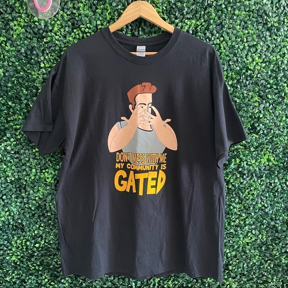 My Community is Gated Funny Black Graphic T-shirt Sz XL